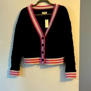 Maeve (Anthropologie) blue/pink/white knit cardigan. Women’s small. NWT
